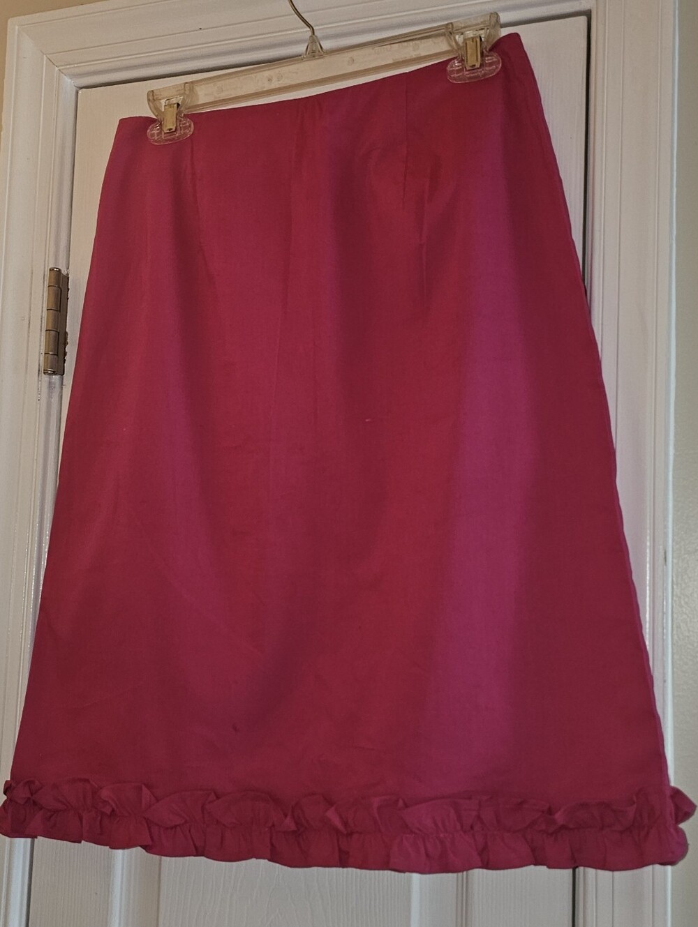 Tailor New York Bright Pink Pencil Skirt with Ruffle Hem